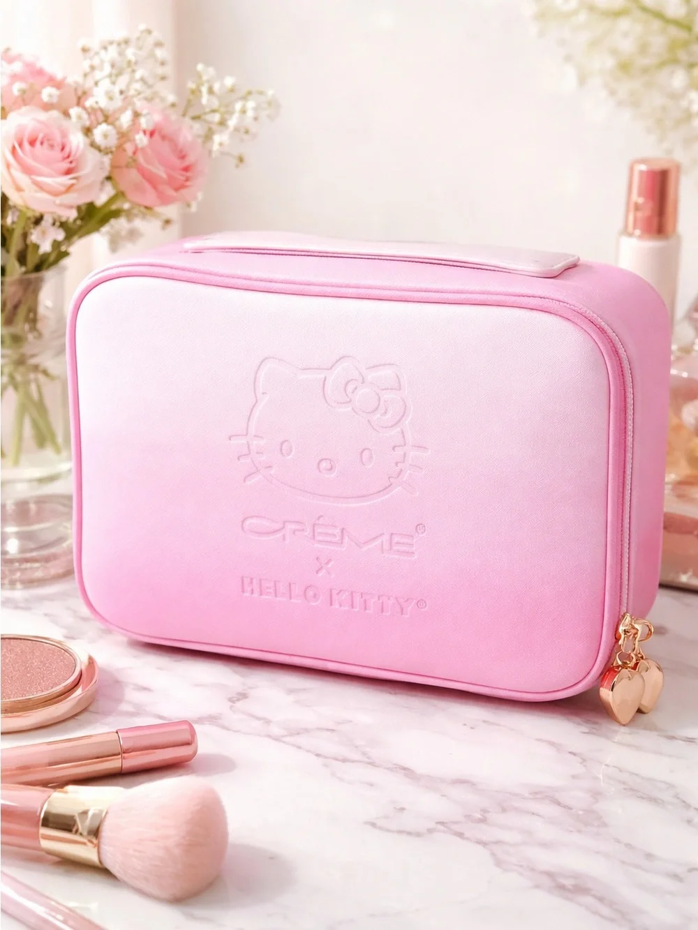 Hello Kitty Pink and Gold Kids Travel Cosmetic Case